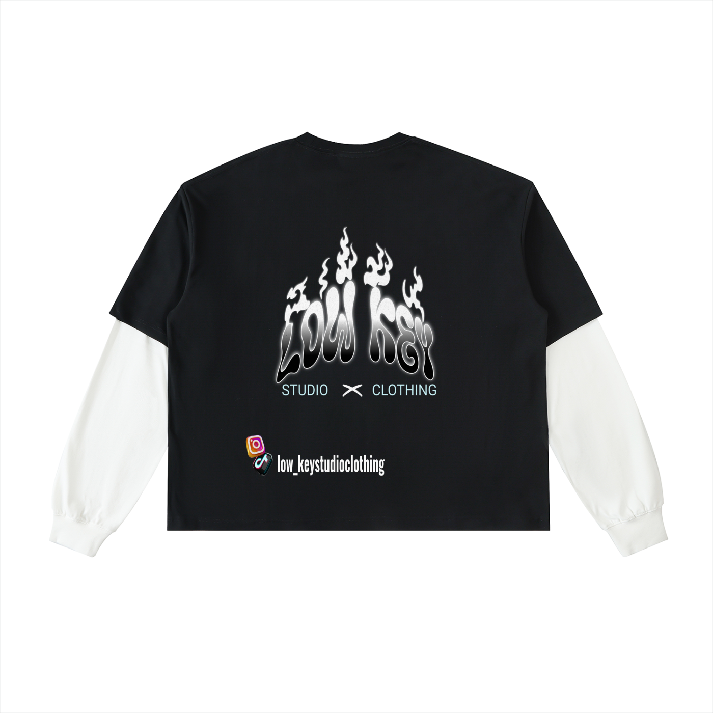 Layered Contrast Sleeve graphic T-Shirt