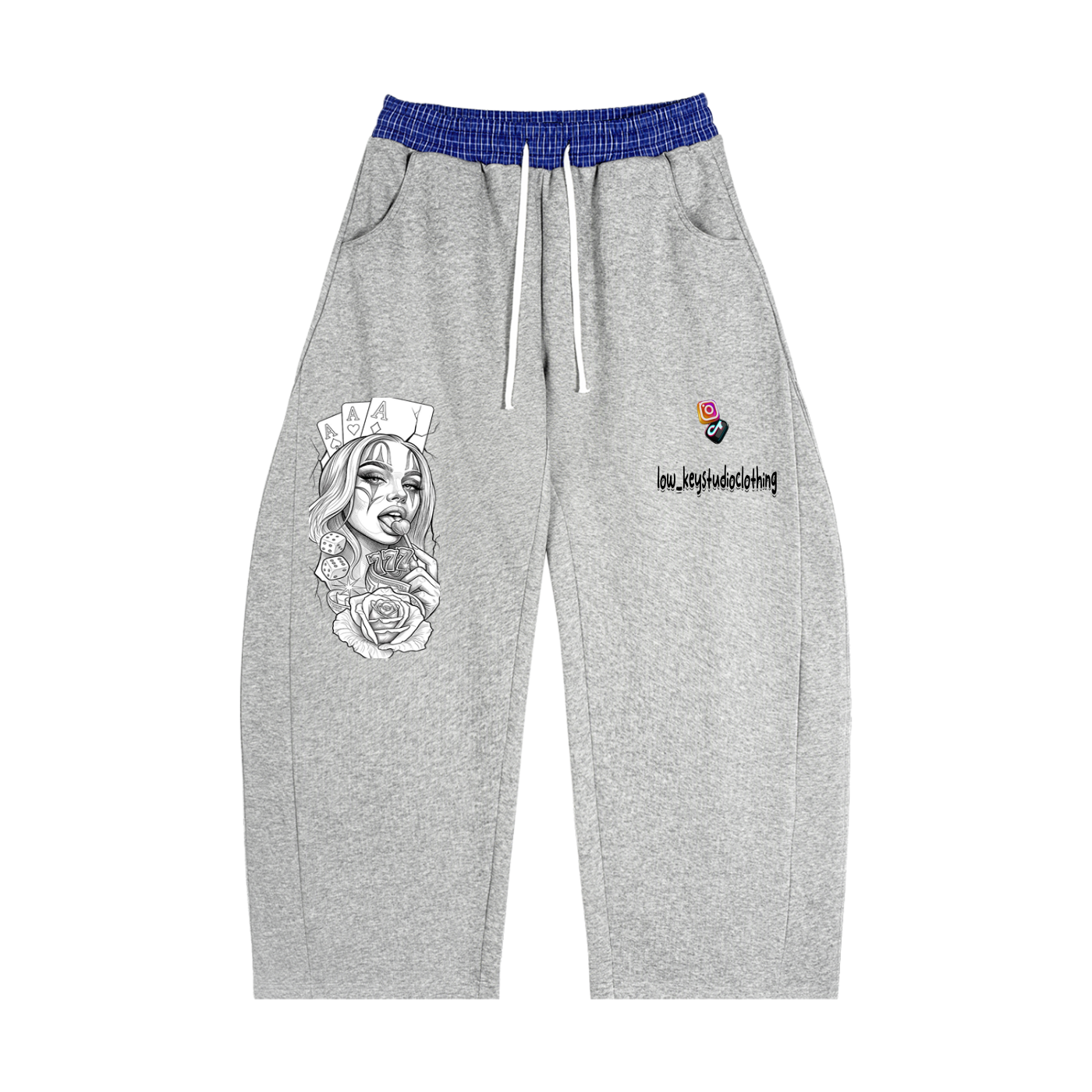 Plaid Waistband Barrel Sweatpants