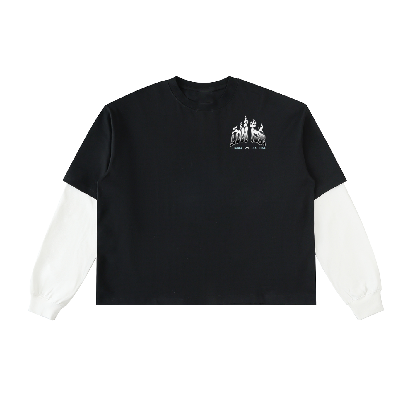Layered Contrast Sleeve graphic T-Shirt