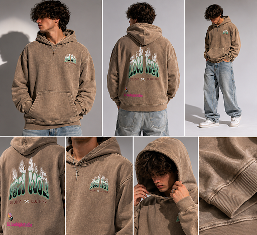 Snow Washed Loose Cotton Hoodie